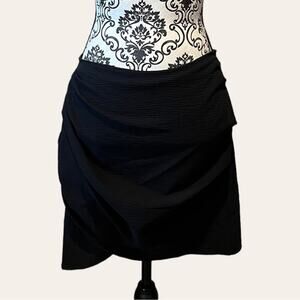 Zara NWT Faux Wrap Ruched Textured Mini Skirt sz L Black